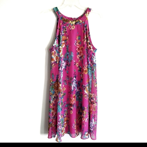 Betsey Johnson Dresses & Skirts - Betsey Johnson Pink Floral Halter Swing Dress
